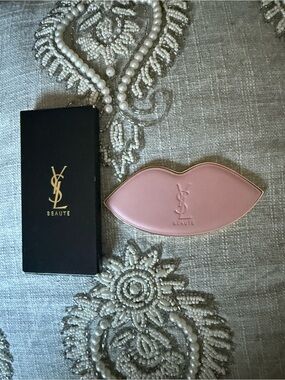 Yves Saint Laurent Mirror Lip-Shaped Compact in Soft Pink with Gold Logo